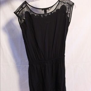 Black Romper with Short Mesh Sleeves